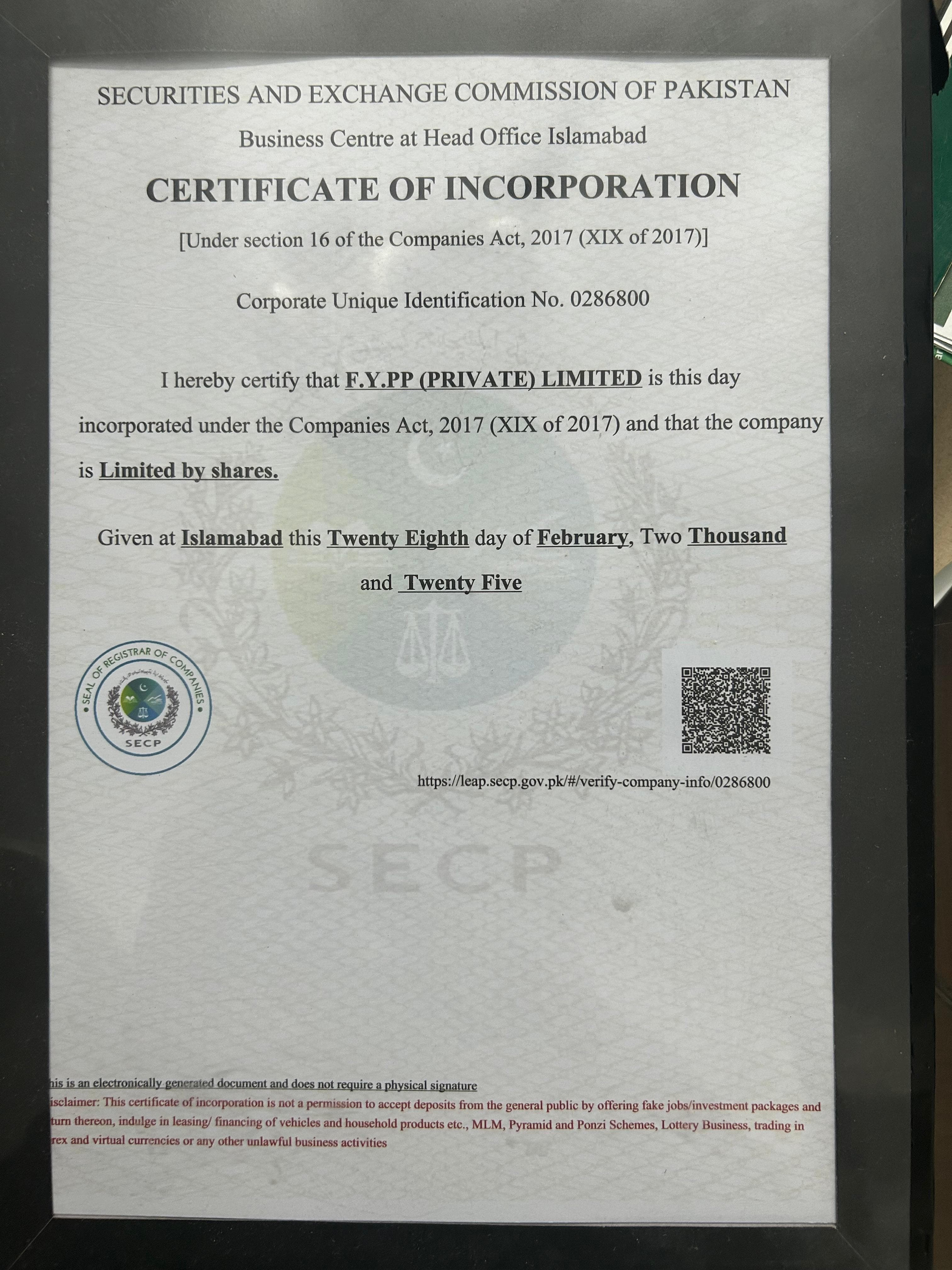 Certificate of Incorporation